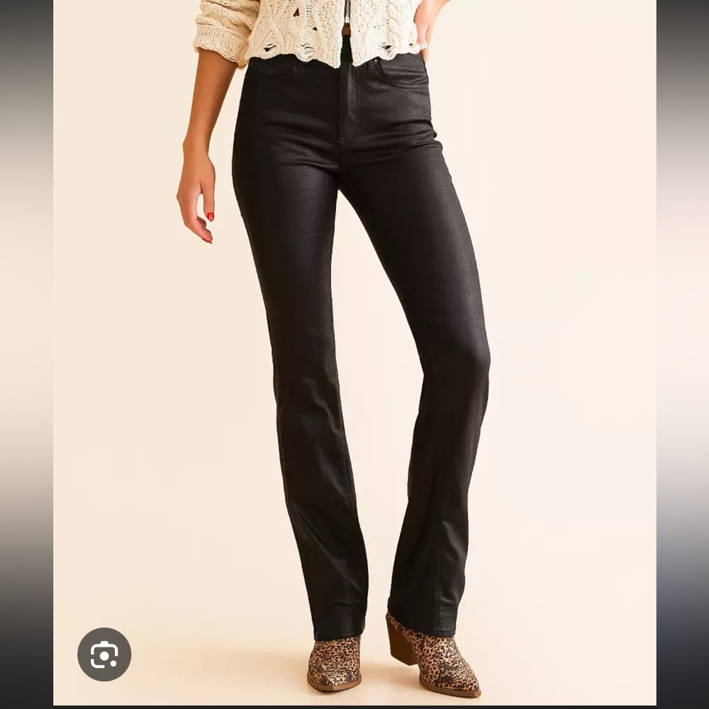 We The Free Black Coated Straight Leg Jeans
